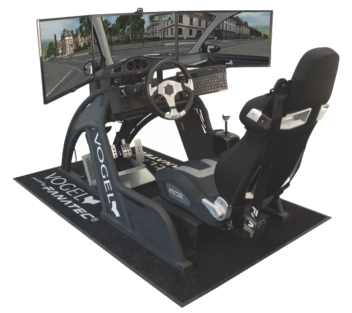 Aufbau des MobilitätsCoaching Fahrsimulators mit acht anwählbaren Markierungen