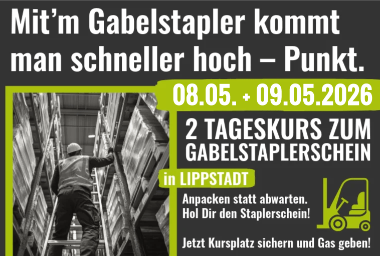 Gabelstaplerschein in 2 Tagen