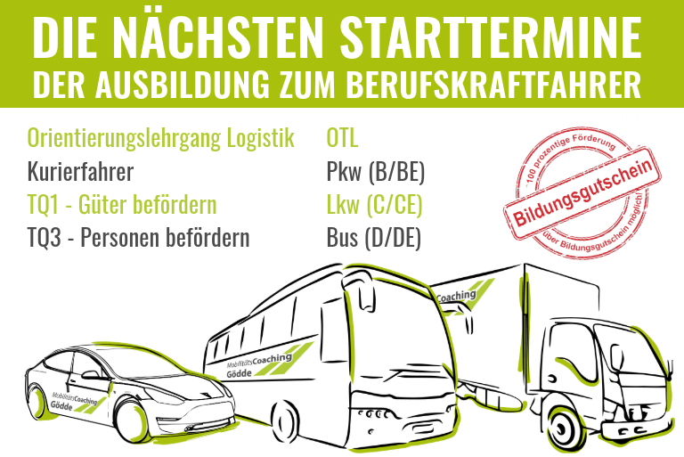 Ausbildung zum Berufskraftfahrer | Termine